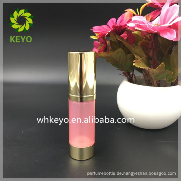 15 ml kleine as kunststoff Airless pumpe flasche rosa flasche glänzende gold kappe kosmetische flasche für verpackung